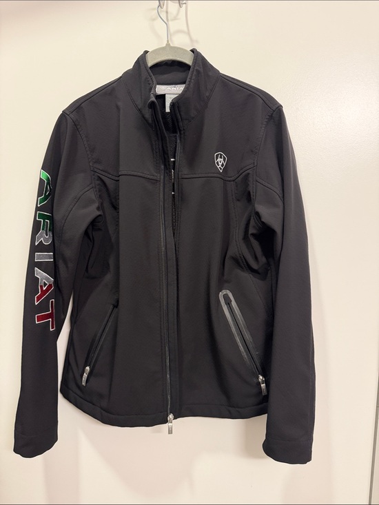 Ariat Jackets & Blazers - Ariat Black Softshell Jacket with Multicolor Sleeve Logo